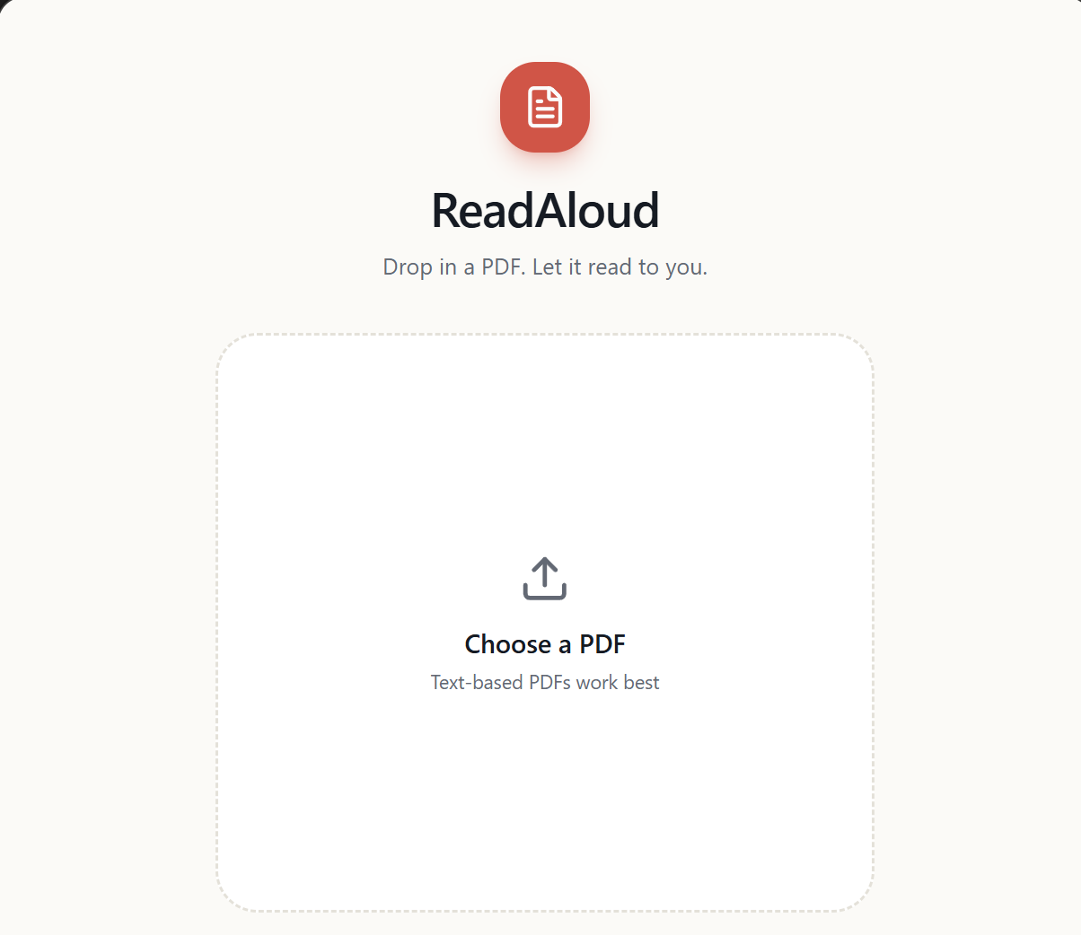 ReadAloud app screenshot